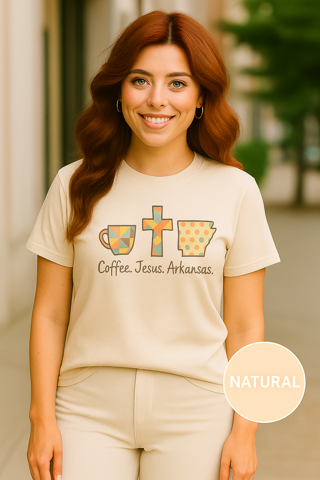 Coffee. Jesus. Arkansas. Southern Faith T-Shirt | Bella Canvas | Rooted South Threads