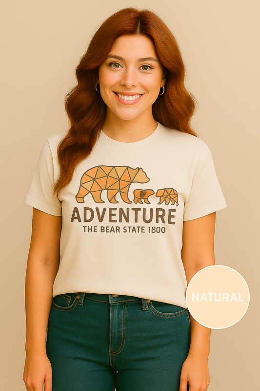 Adventure Bear State Shirt – Geometric Bear Family Tee, The Bear State 1800 Outdoor Shirt