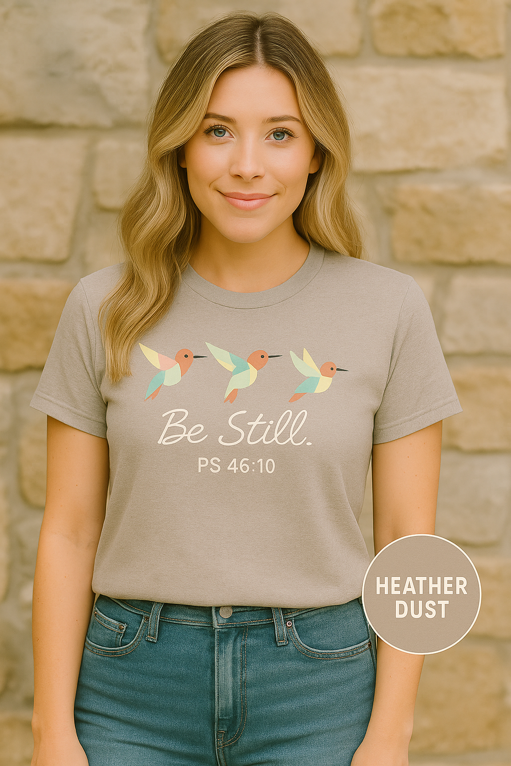 Be Still Hummingbird T-Shirt – Psalm 46:10 Christian Tee with Minimalist Faith Design