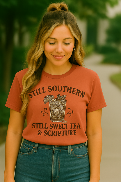 Still Southern Sweet Tea & Scripture T-Shirt – Vintage Southern Christian Graphic Tee