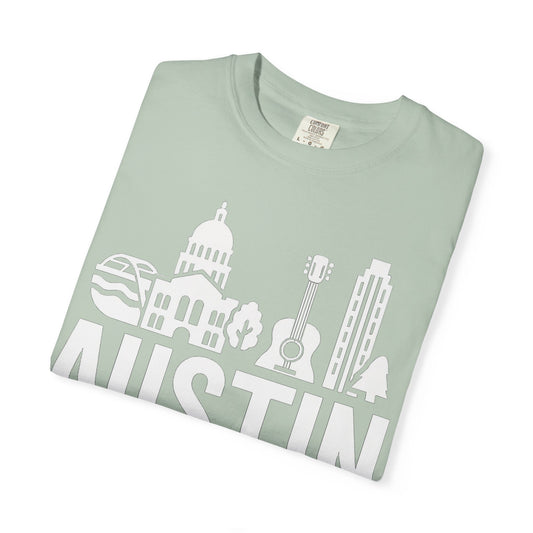 Austin Vibes Origami Tee | Texas State Outline Graphic | Comfort Colors® Tee | Rooted South Threads