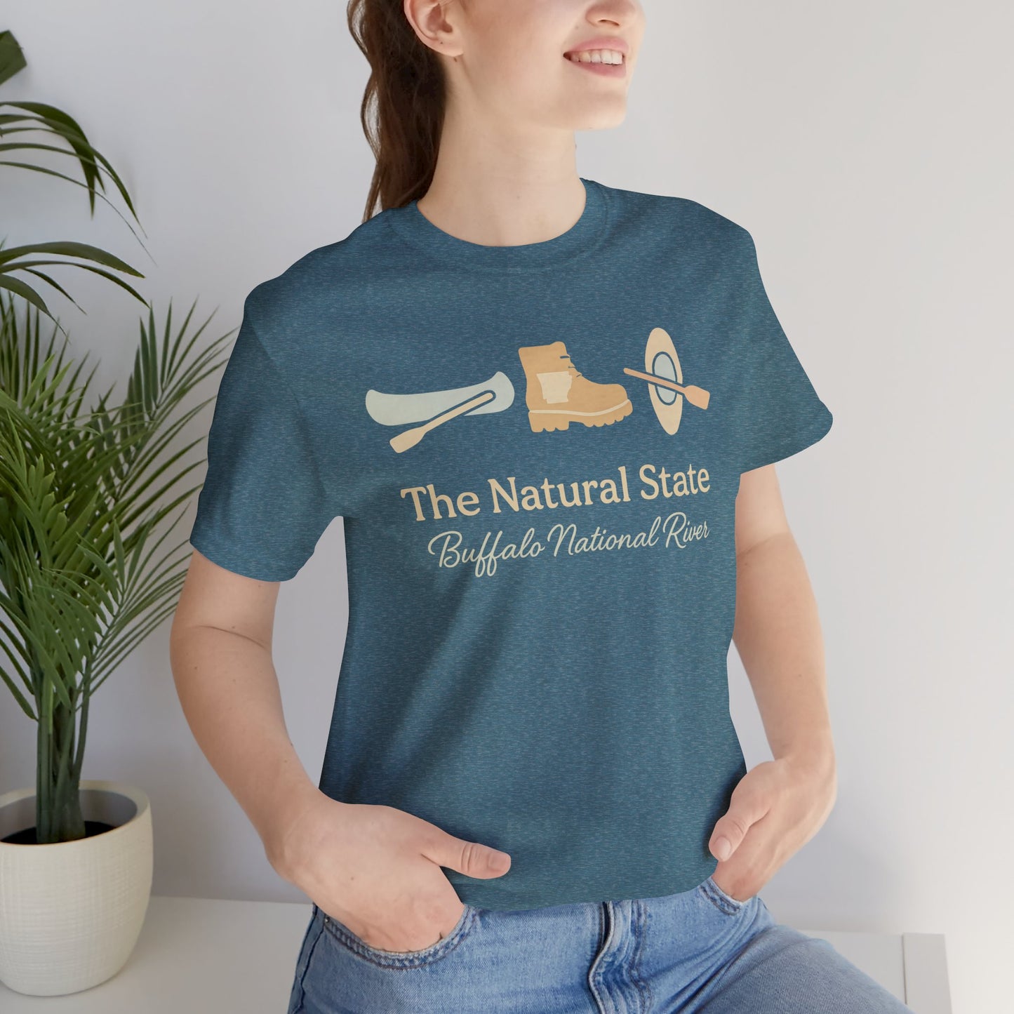 "Adventure Awaits - Hiking & Kayaking Arkansas Tee for Outdoor Enthusiasts"