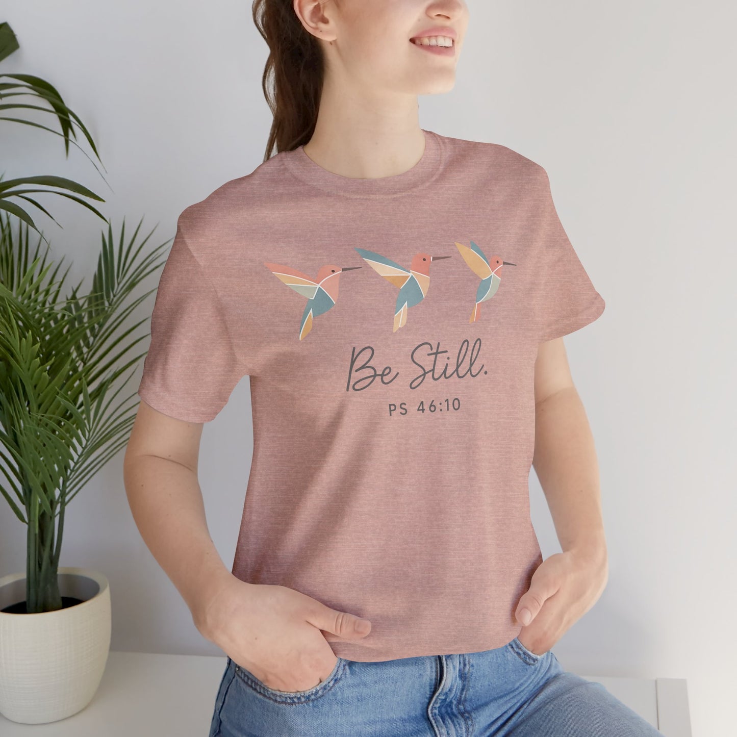 Be Still Hummingbird T-Shirt – Psalm 46:10 Christian Tee with Minimalist Faith Design