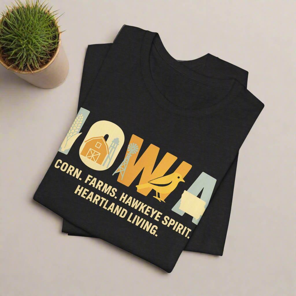 Iowa Retro Graphic T-Shirt – Corn, Farms, and Hawkeye Spirit Shirt | Rooted South Threads