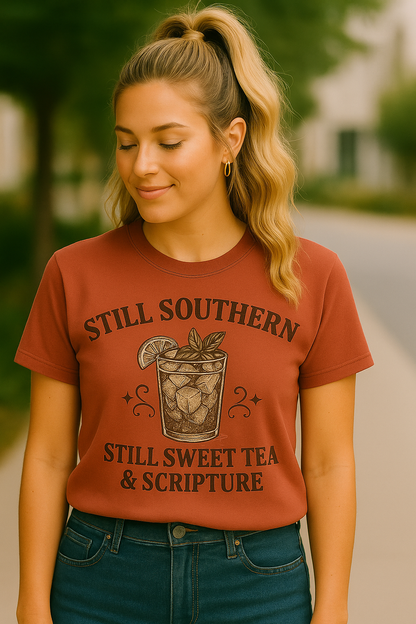 Still Southern Sweet Tea & Scripture T-Shirt – Vintage Southern Christian Graphic Tee