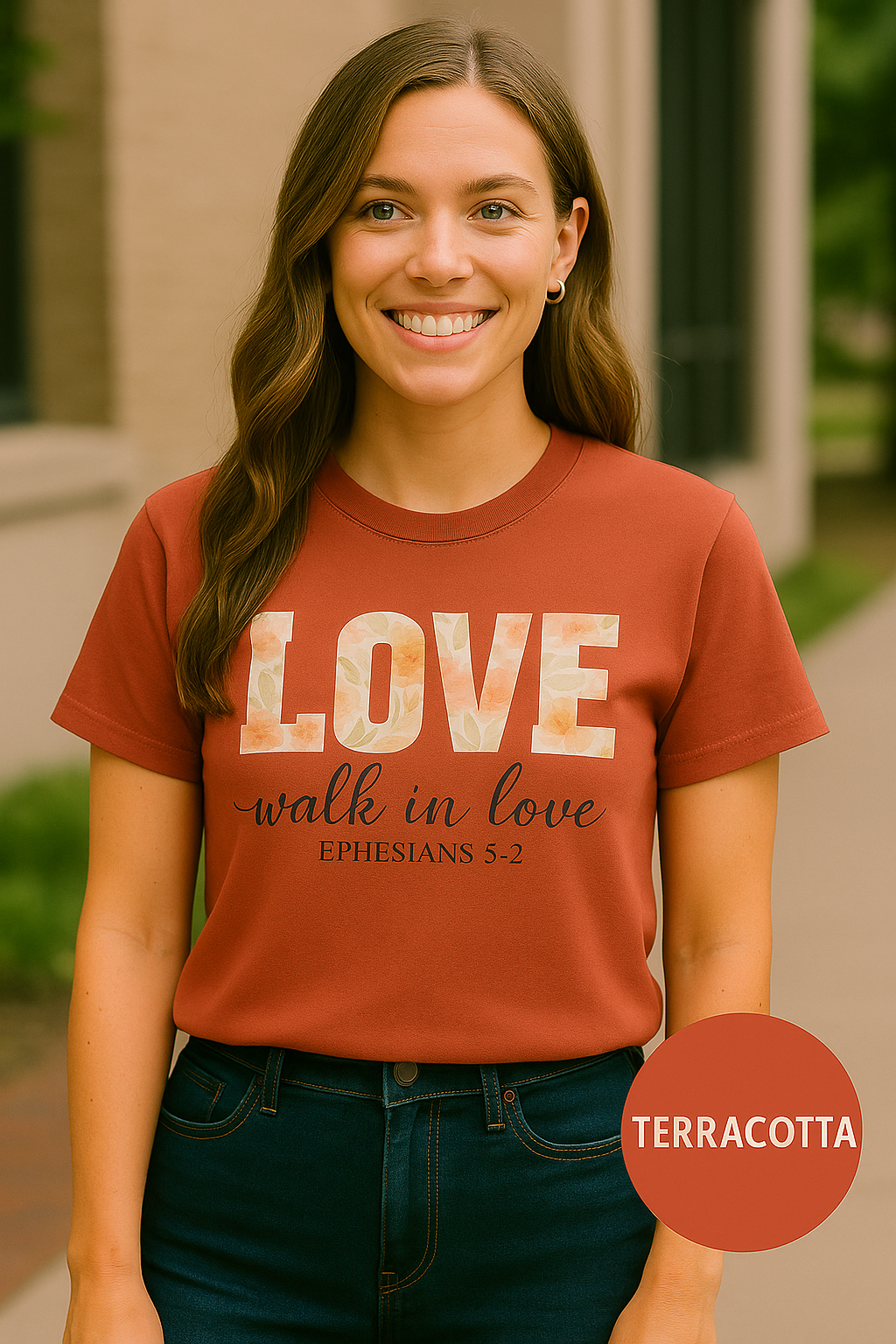 LOVE Christian T-Shirt | Walk in Love Ephesians 5:2 Floral Tee