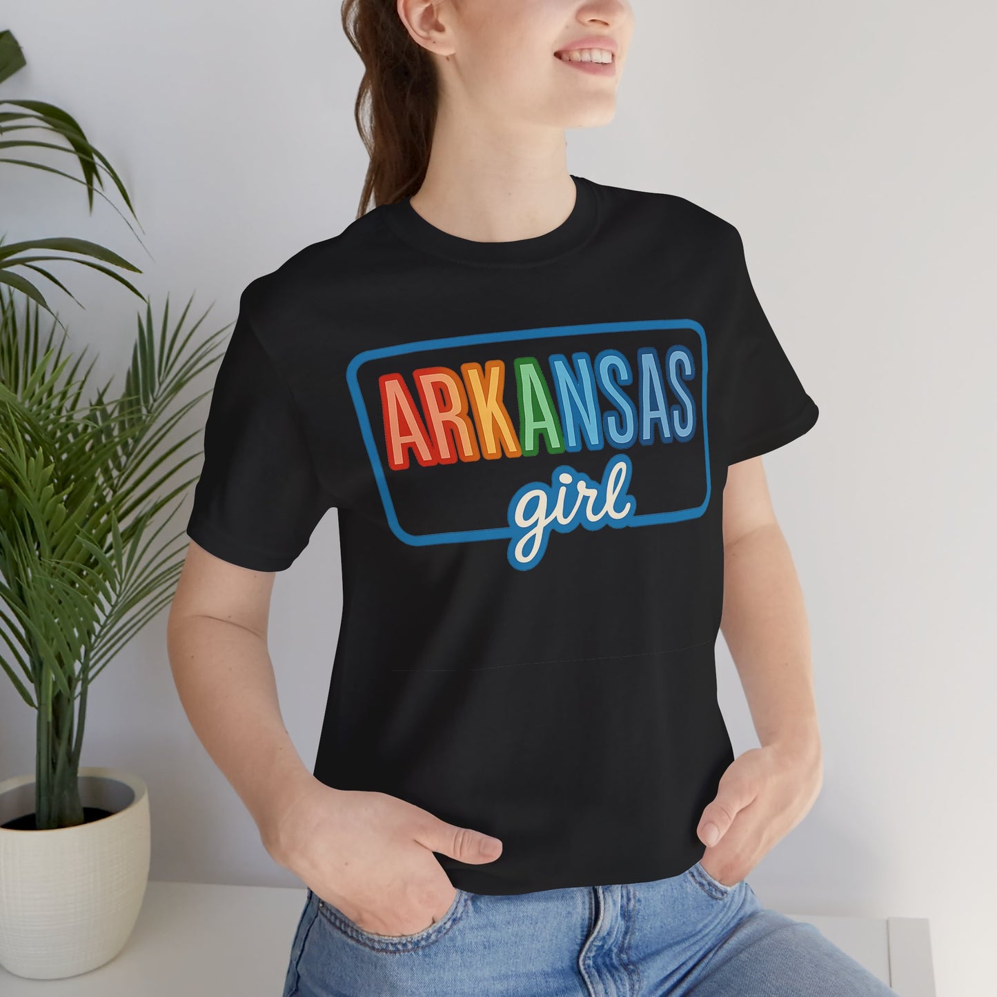 Arkansas Girl Heart Tee – Bella + Canvas 3001 | Soft Southern Graphic T-Shirt | Arkansas Girl Unisex Short Sleeve Tee, Cute Southern T-Shirt, Casual Wear, Gifts for Her, Arkansas Pride Shirt, Summer Style