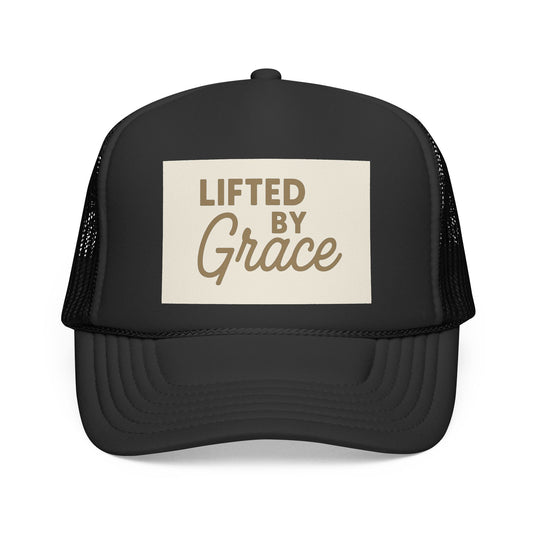 Lifted By Grace Christian Trucker Hat | Inspirational Embroidered Faith Cap | Rooted South Threads