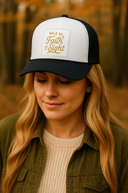 Walk by Faith Not by Sight Christian Trucker Hat | Bible Verse Embroidery | Faith Apparel