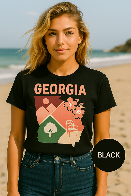 Georgia State Icons Tee – Southern Roots, Scenic Views & Peach State Pride Comfort Colors Vintage Graphic T-Shirt - arkansas T-Shirt
