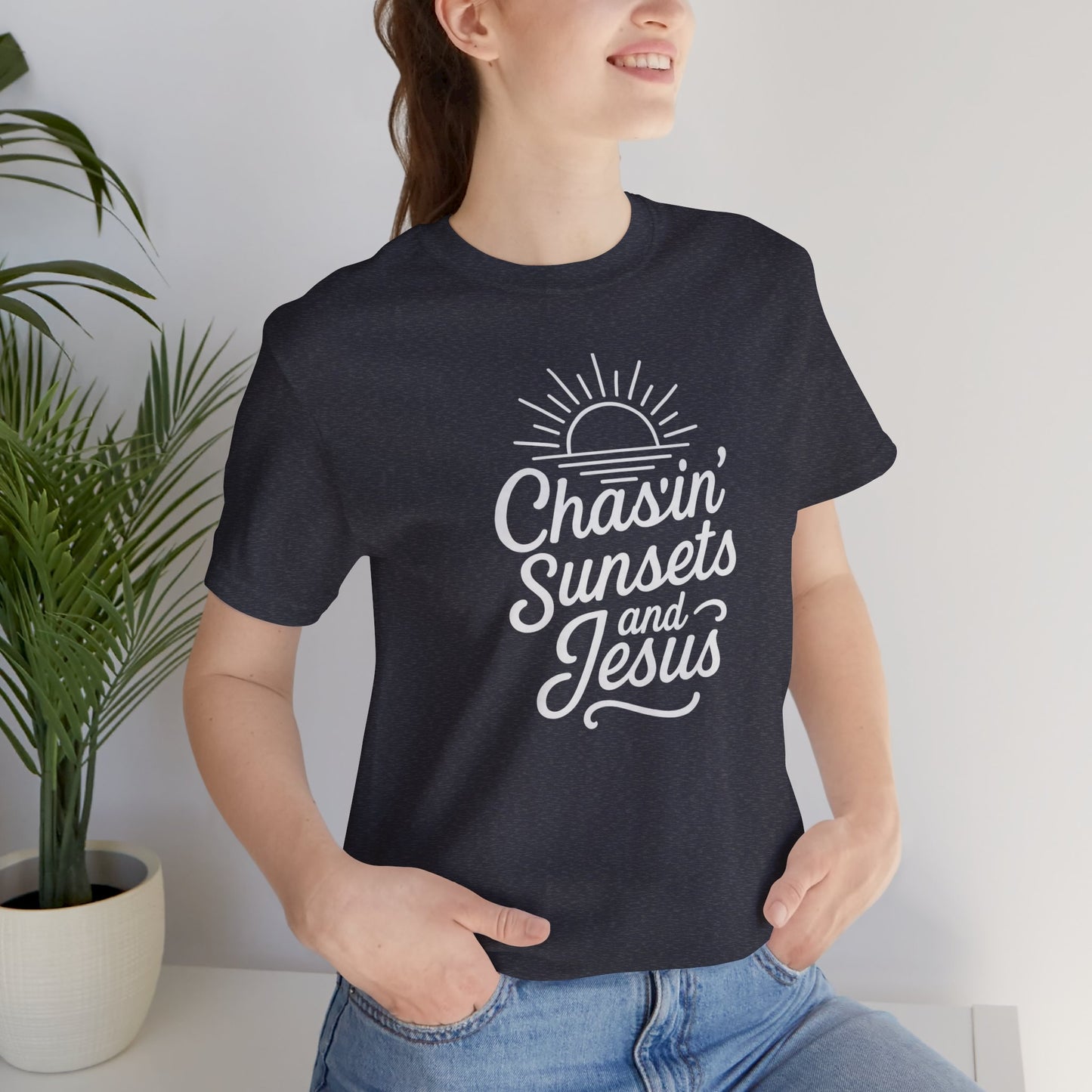 Chasin’ Sunsets and Jesus T-Shirt – Christian Sunset Graphic Tee