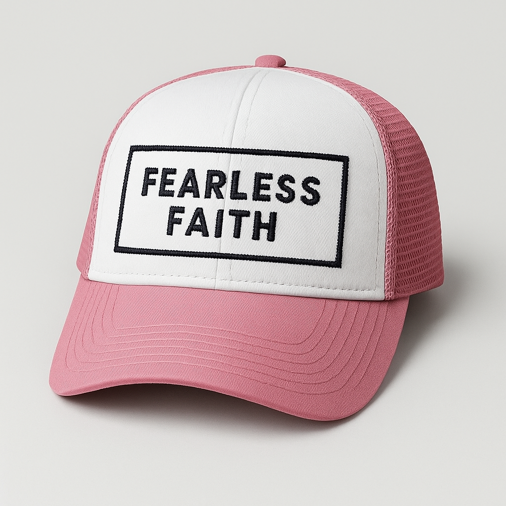 Fearless Faith Christian Trucker Hat | Bold Embroidered Faith Cap | Rooted South Threads