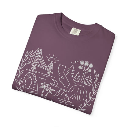California Landmarks Heart T-Shirt | Joshua Tree, Yosemite & Golden Gate Comfort Colors Tee