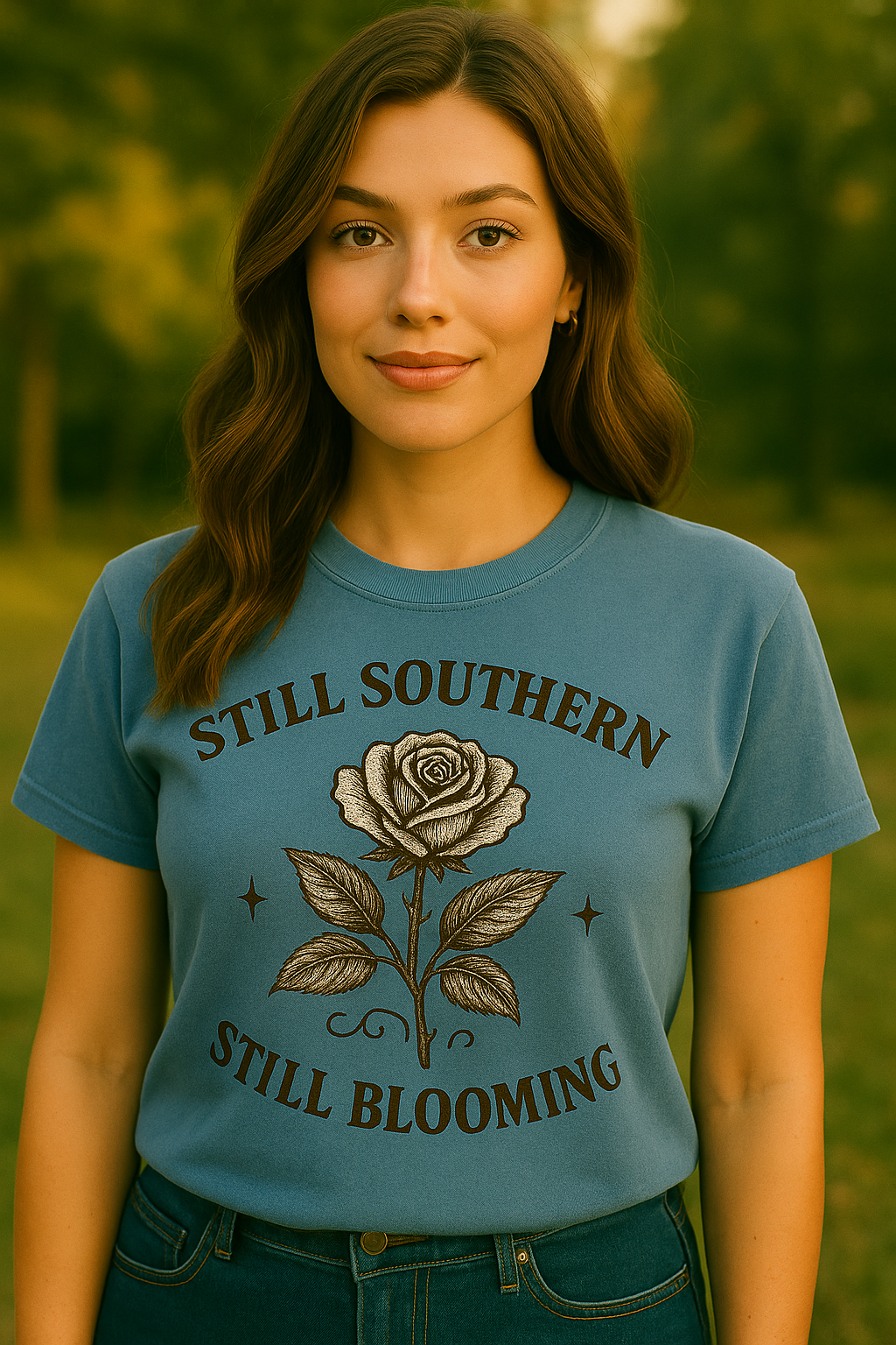 Still Southern Still Blooming Tee – Vintage Rose Graphic Southern Shirt