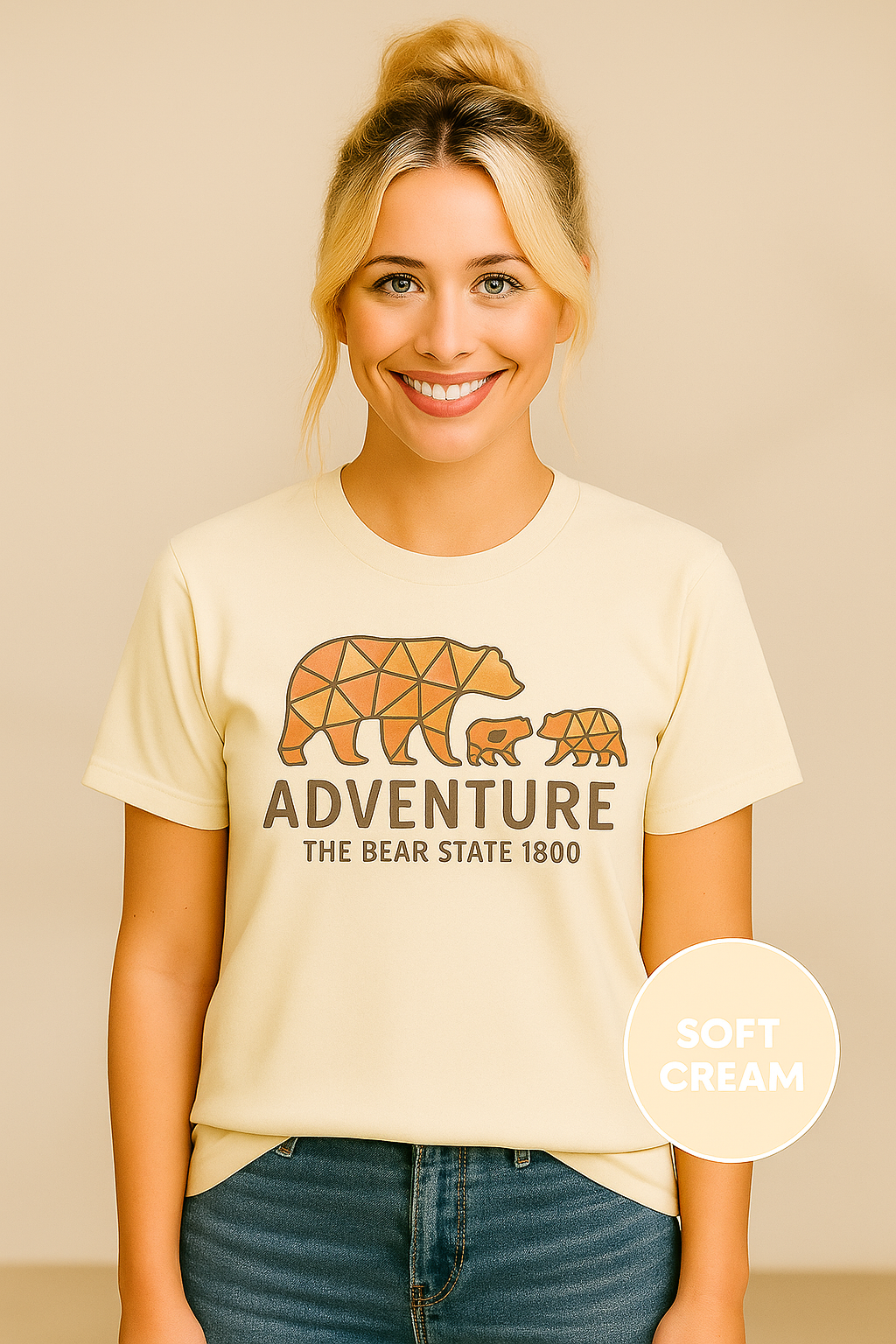 Adventure Bear State Shirt – Geometric Bear Family Tee, The Bear State 1800 Outdoor Shirt
