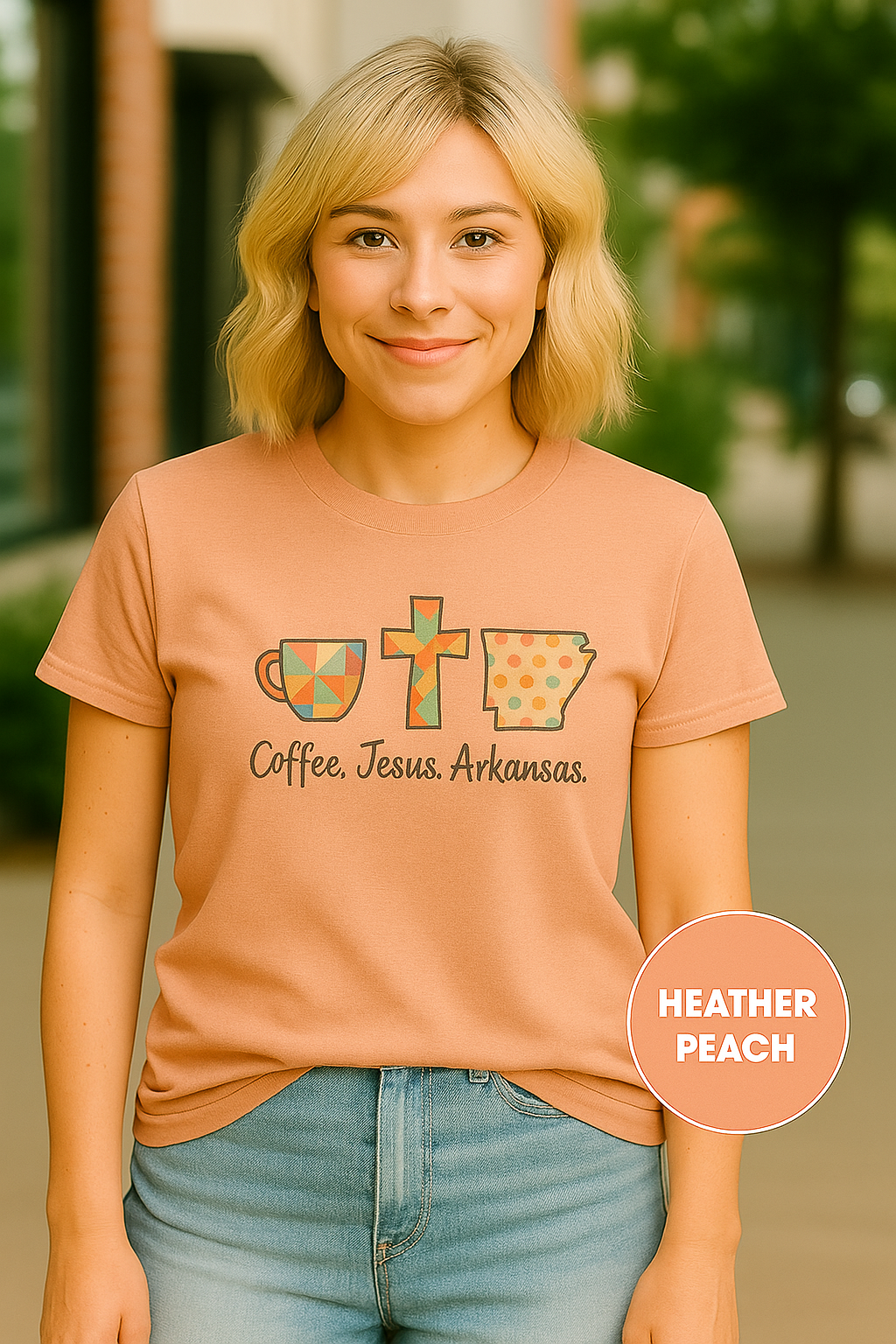 Coffee. Jesus. Arkansas. Southern Faith T-Shirt | Bella Canvas | Rooted South Threads