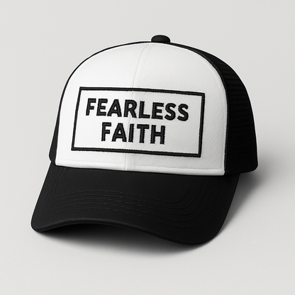 Fearless Faith Christian Trucker Hat | Bold Embroidered Faith Cap | Rooted South Threads