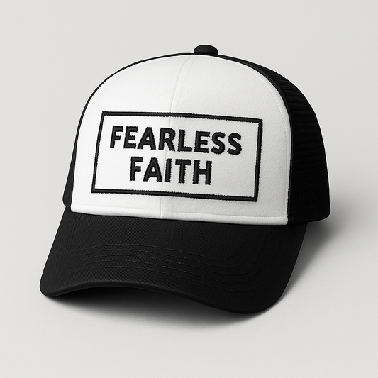 Fearless Faith Christian Trucker Hat | Bold Embroidered Faith Cap | Rooted South Threads