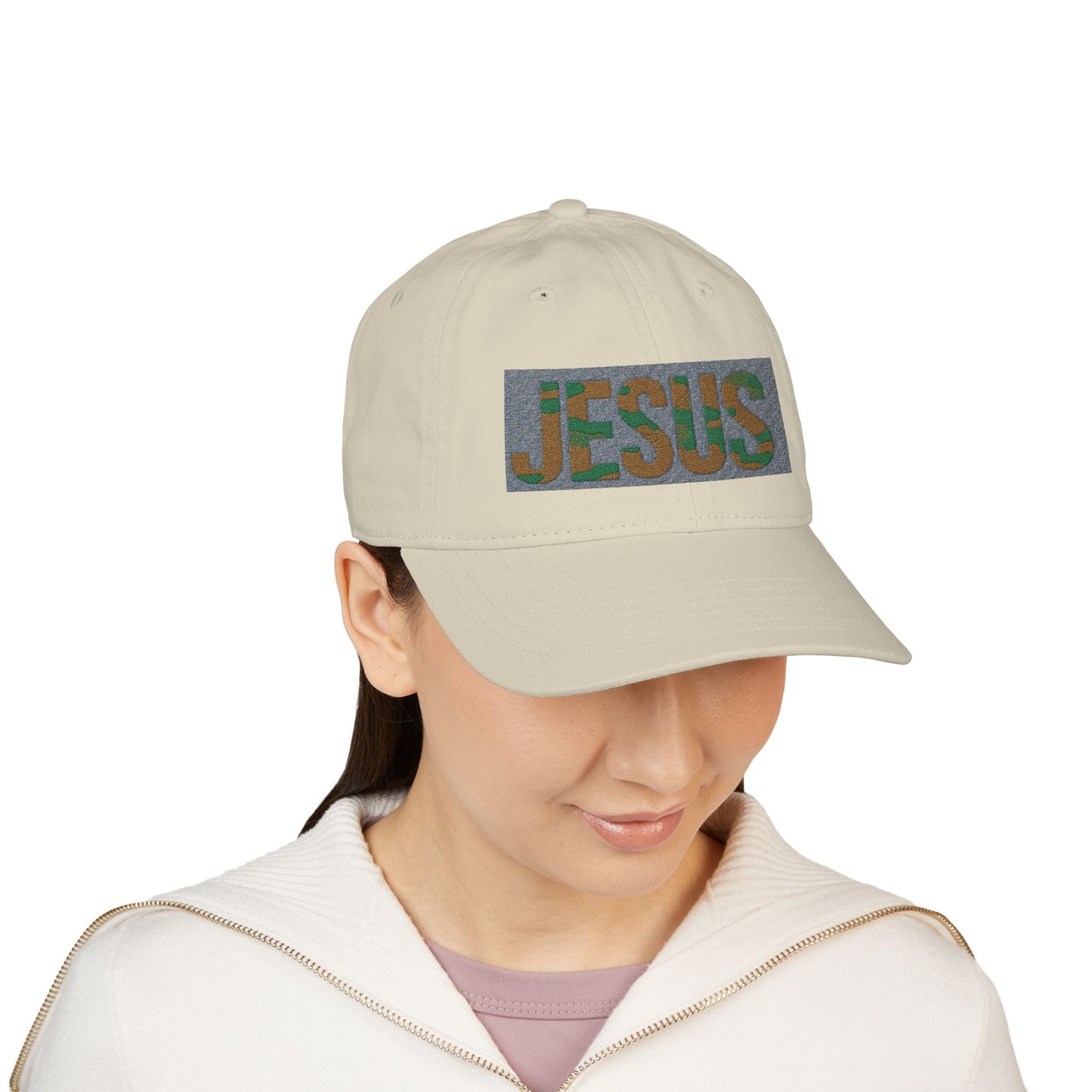 Organic JESUS Embroidered Baseball Cap – Camo Faith Hat | Christian Apparel for Men & Women