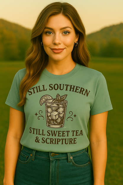 Still Southern Sweet Tea & Scripture T-Shirt – Vintage Southern Christian Graphic Tee