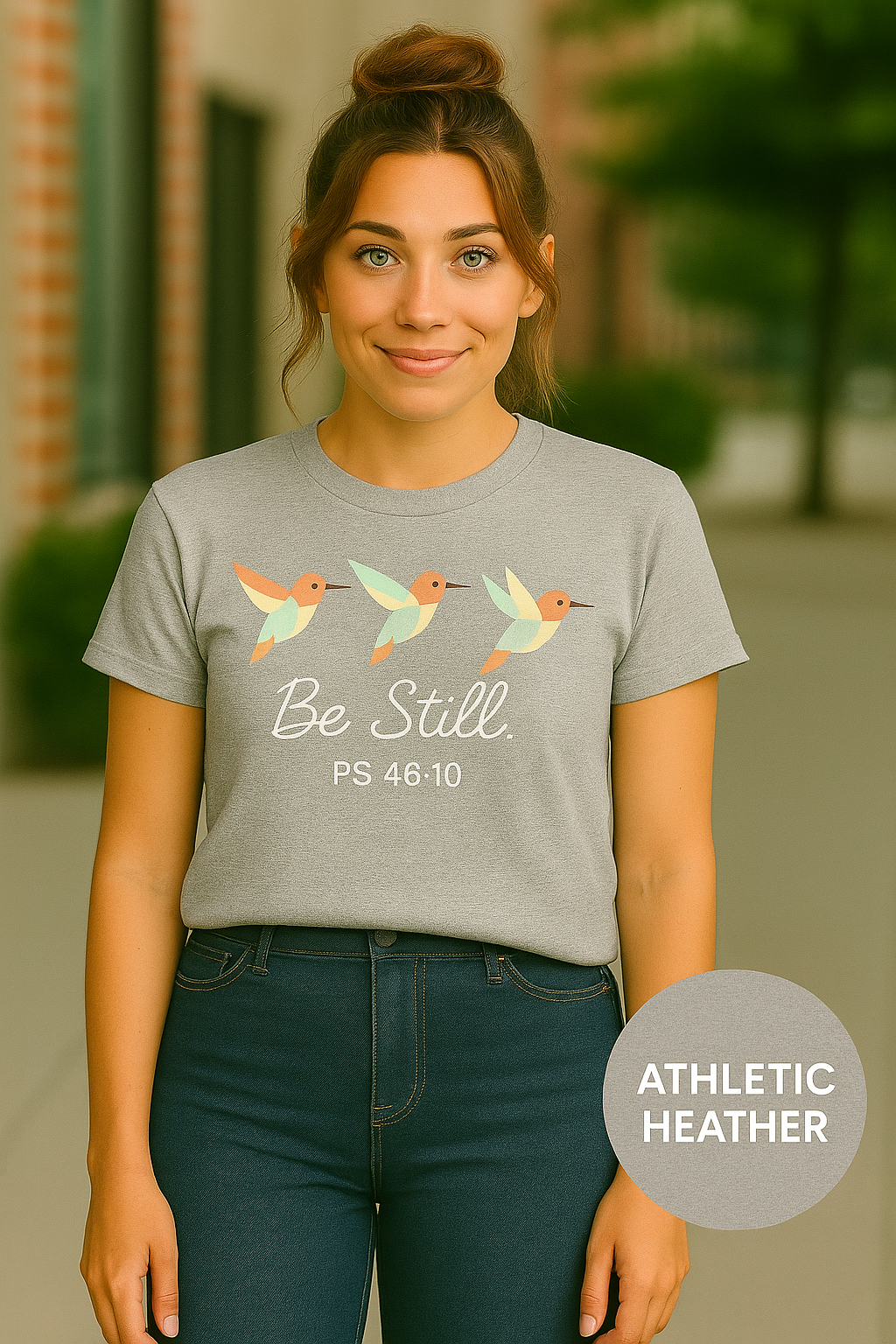 Be Still Hummingbird T-Shirt – Psalm 46:10 Christian Tee with Minimalist Faith Design