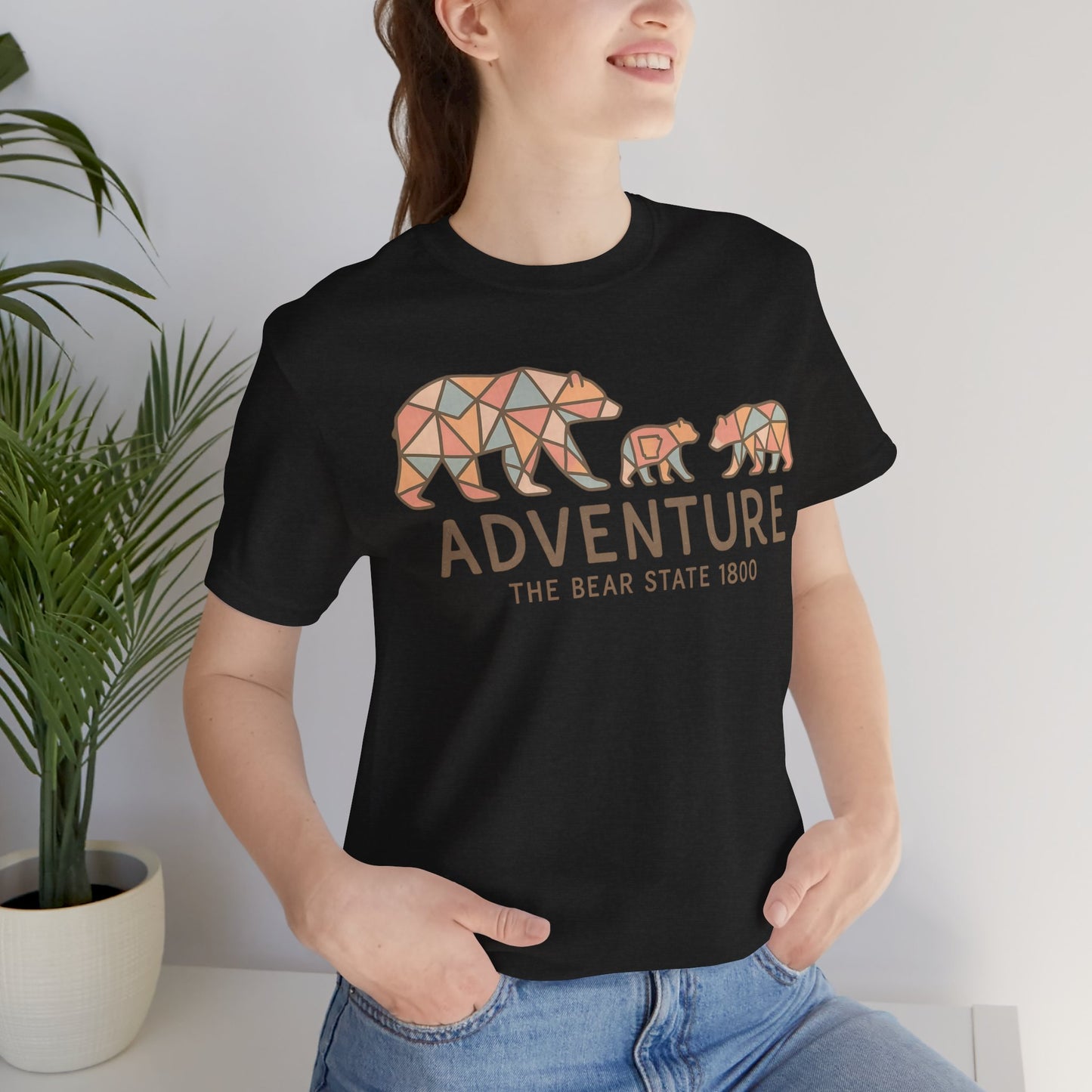 Adventure Bear State Shirt – Geometric Bear Family Tee, The Bear State 1800 Outdoor Shir
