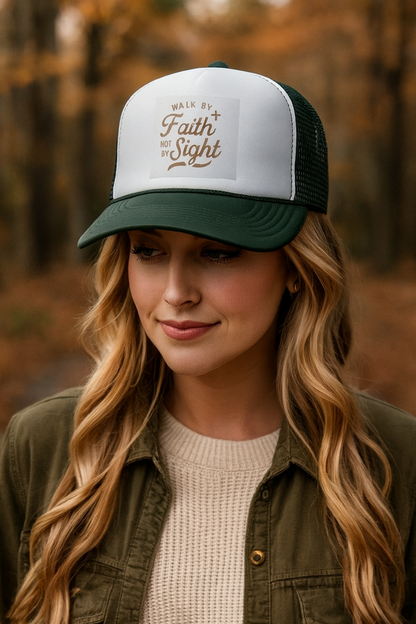 Walk by Faith Not by Sight Christian Trucker Hat | Bible Verse Embroidery | Faith Apparel