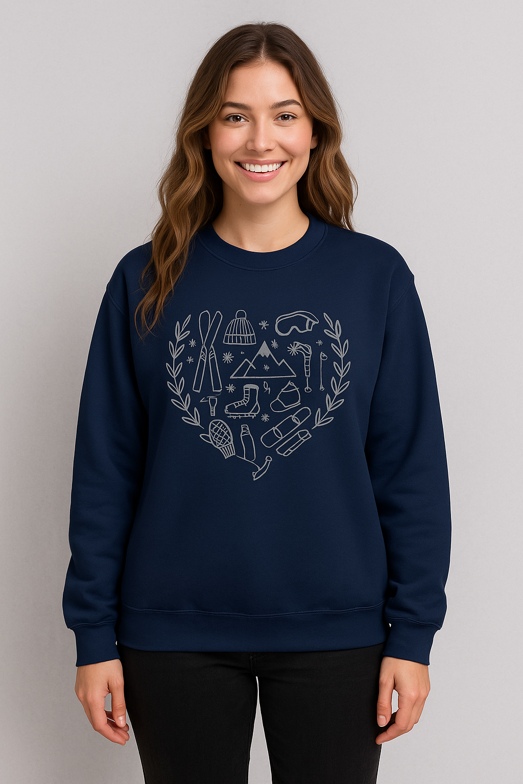 Winter Guidance Sweatshirt – Cozy Winter Icons Crewneck | Gildan 18000 | Ski, Snow, Cabin, Coffee Lover Sweatshirt | Cold Weather Comfort Gift