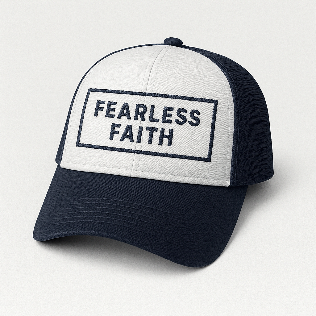 Fearless Faith Christian Trucker Hat | Bold Embroidered Faith Cap | Rooted South Threads