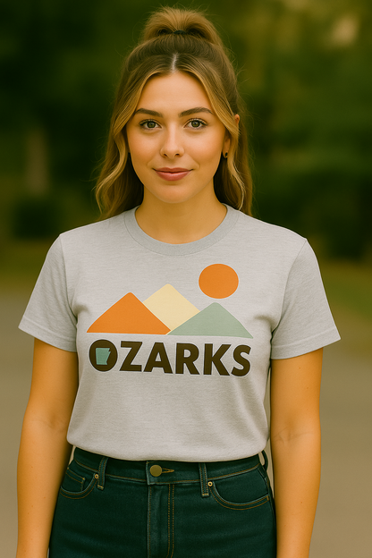 Ozarks Mountain Sunset Tee | Arkansas Outdoors Shirt | Minimal Retro Ozarks Design