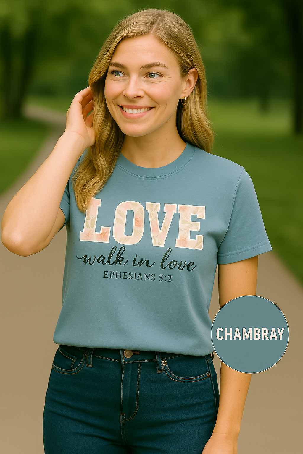 LOVE Christian T-Shirt | Walk in Love Ephesians 5:2 Floral Tee
