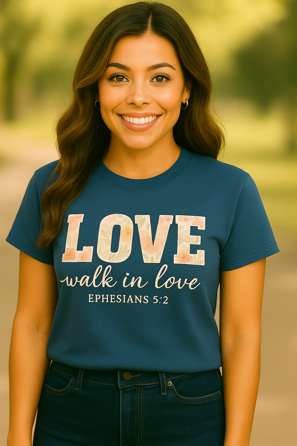 LOVE Christian T-Shirt | Walk in Love Ephesians 5:2 Floral Tee