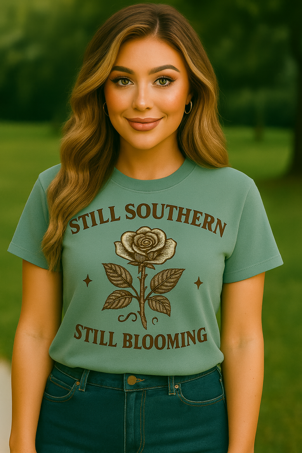Still Southern Still Blooming Tee – Vintage Rose Graphic Southern Shirt