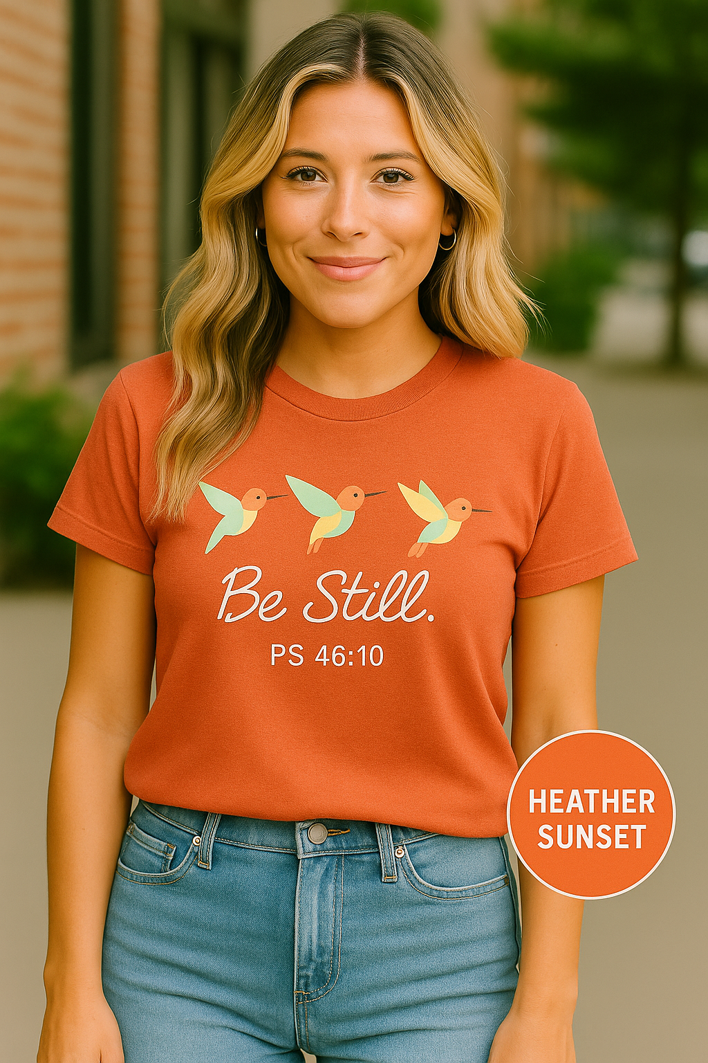 Be Still Hummingbird T-Shirt – Psalm 46:10 Christian Tee with Minimalist Faith Design
