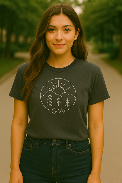 God Is Greater Than the Highs and Lows T-Shirt | Mountain & Sun Graphic Tee