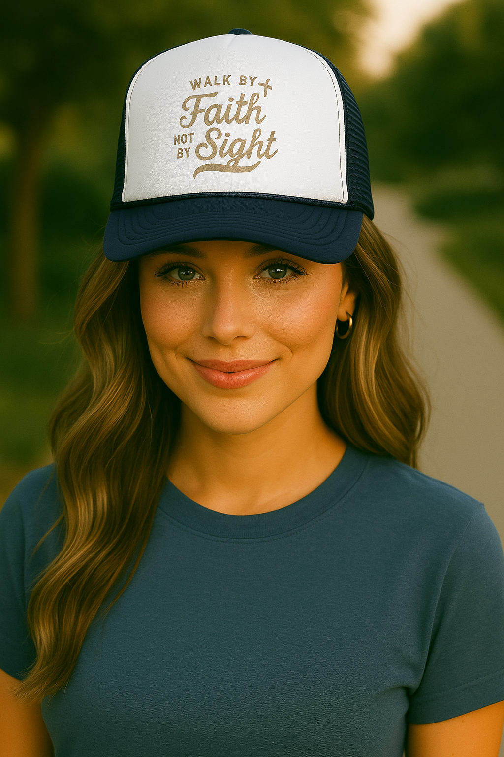 Walk by Faith Not by Sight Christian Trucker Hat | Bible Verse Embroidery | Faith Apparel