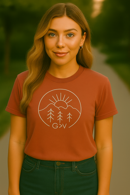 God Is Greater Than the Highs and Lows T-Shirt | Mountain & Sun Graphic Tee