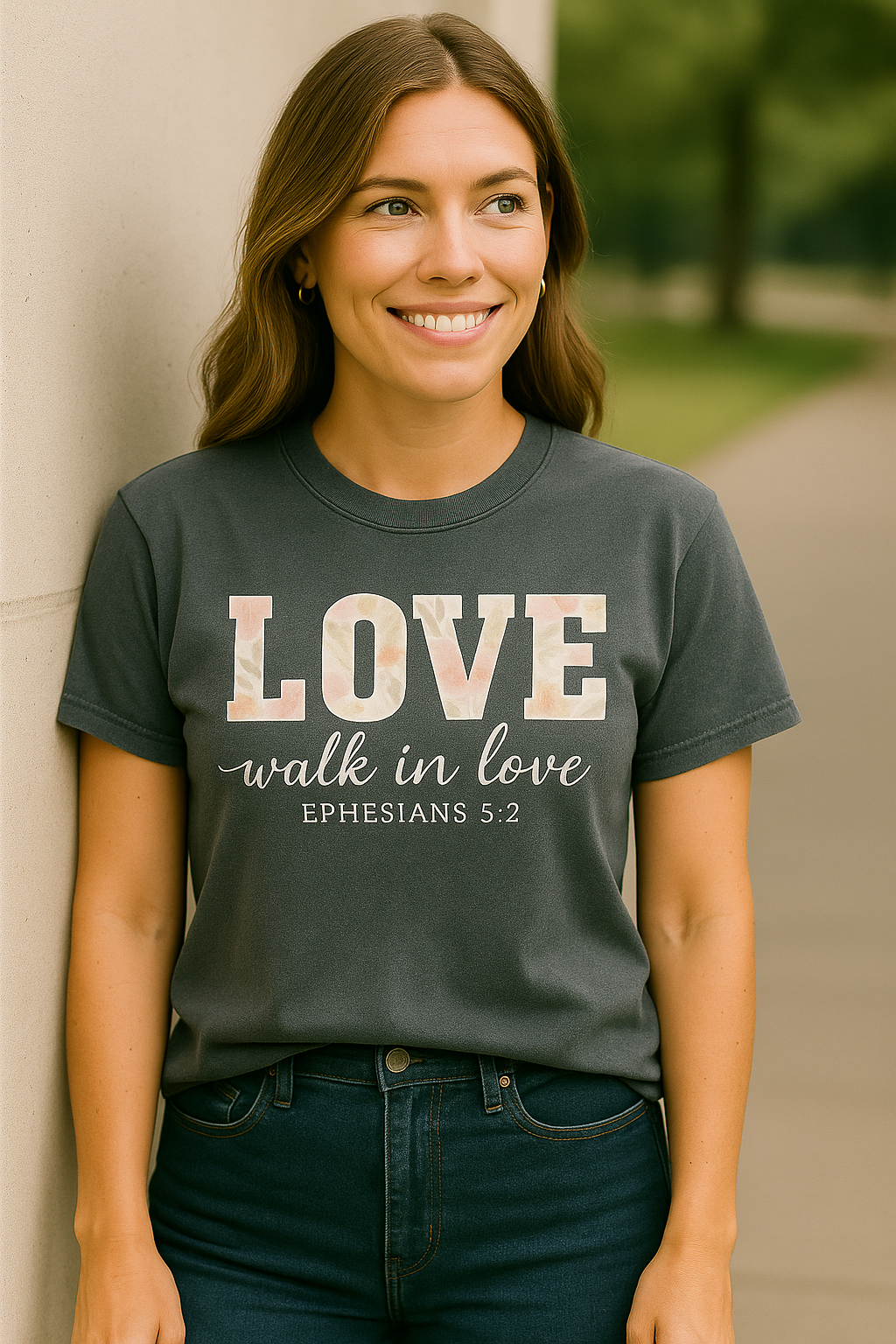 LOVE Christian T-Shirt | Walk in Love Ephesians 5:2 Floral Tee