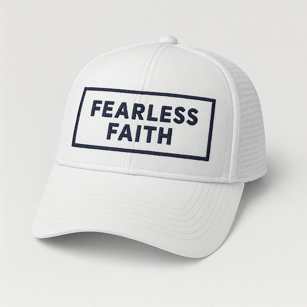 Fearless Faith Christian Trucker Hat | Bold Embroidered Faith Cap | Rooted South Threads