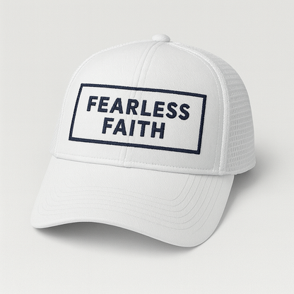 Fearless Faith Christian Trucker Hat | Bold Embroidered Faith Cap | Rooted South Threads