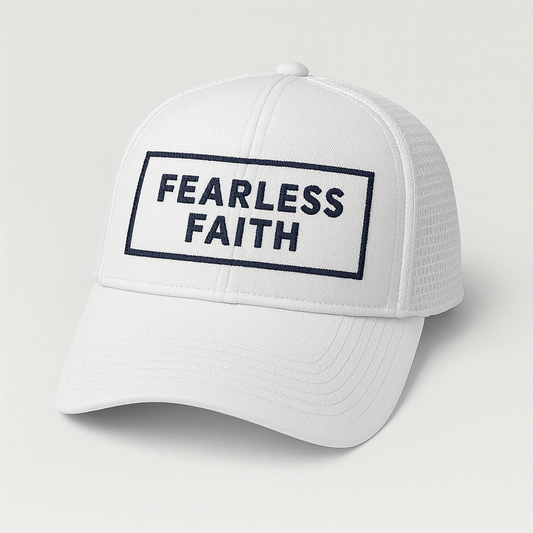 Fearless Faith Christian Trucker Hat | Bold Embroidered Faith Cap | Rooted South Threads