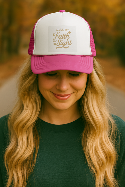 Walk by Faith Not by Sight Christian Trucker Hat | Bible Verse Embroidery | Faith Apparel