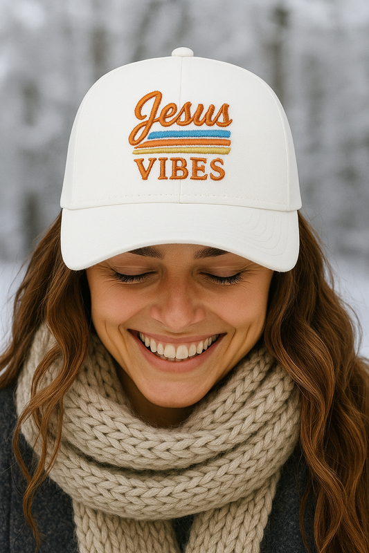 Jesus Vibes Retro Christian Hat | Vintage Embroidered Faith Trucker Cap | Rooted South Threads